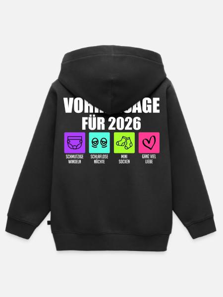 Bald Mama VORHERSAGE 2026 Lustiges - Kinder Premium Organic Zip Hoodie - Schwarz