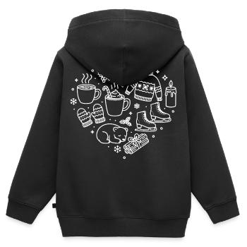 Winter Herz  - Kinder Premium Organic Zip Hoodie - Schwarz - Hinten - AI Model Kid Male (0cm)