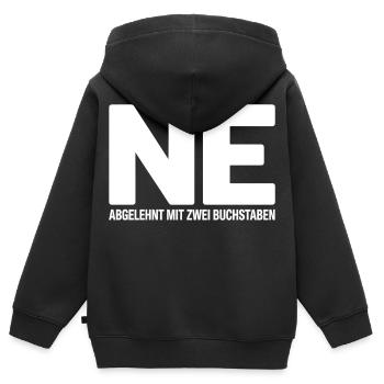 NE? Chemise de rejet cool avec un message clair - Sweat Premium à capuche zippé enfant bio - noir - Dos - AI Model Kid Male (0cm)