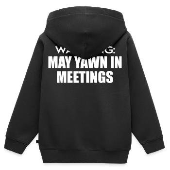 Warnung : Kann in Meetings gähnen - Kinder Premium Organic Zip Hoodie - Schwarz - Hinten - AI Model Kid Male (0cm)