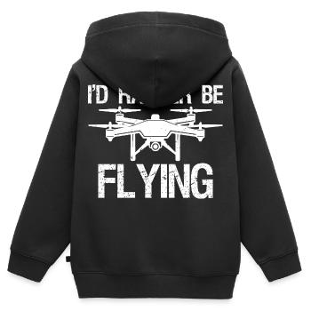 Je préfère voler - Sweat Premium à capuche zippé enfant bio - noir - Dos - AI Model Kid Male (0cm)