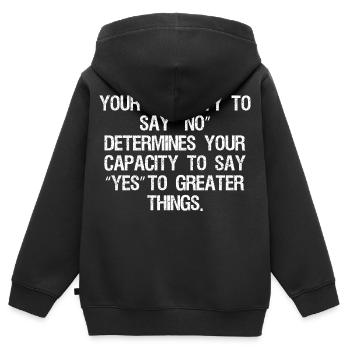 Ihre Fähigkeit, Nein zu sagen, bestimmt Ihre Fähigkeit - Kinder Premium Organic Zip Hoodie - Schwarz - Hinten - AI Model Kid Male (0cm)