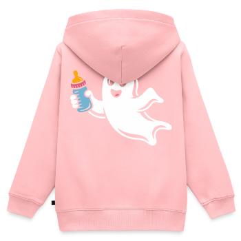 Fantôme joyeux avec bouteille - Sweat Premium à capuche zippé enfant bio - rose - Dos - AI Model Kid Female (0cm)