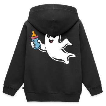 Fröhlicher Geist mit Fläschchen - Kinder Premium Organic Zip Hoodie - Schwarz - Hinten - AI Model Kid Male (0cm)