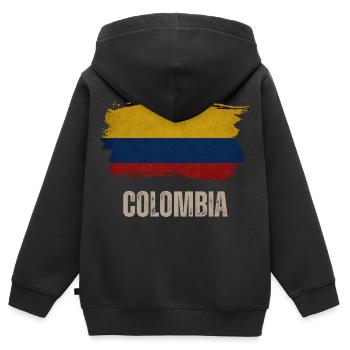 Vintage Colombie, drapeau de la Colombie - Sweat Premium à capuche zippé enfant bio - noir - Dos - AI Model Kid Male (0cm)