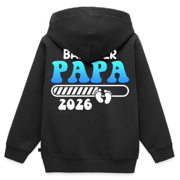 BALD PAPA 2026 Vaterschaft Lustiges - Kinder Premium Organic Zip Hoodie - Schwarz - Hinten - AI Model Kid Male (0cm)