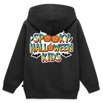 Spooky Halloween Kids - Kinder Premium Organic Zip Hoodie - Schwarz - Hinten - AI Model Kid Male (0cm)