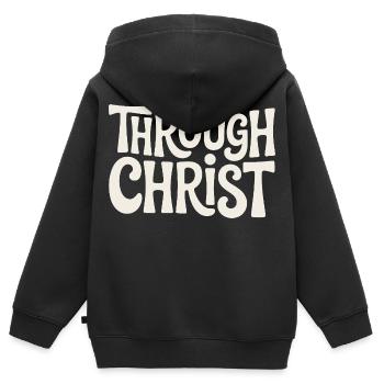 Trough Christ Jesus Christen Glaube - Kinder Premium Organic Zip Hoodie - Schwarz - Hinten - AI Model Kid Male (0cm)