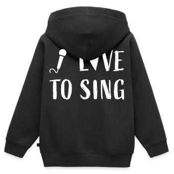 J’aime chanter - Chanteur Chanteur Chœur chanter - Sweat Premium à capuche zippé enfant bio - noir - Dos - AI Model Kid Male (0cm)