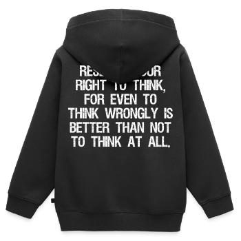 Réservez votre droit de penser pour même de penser - Sweat Premium à capuche zippé enfant bio - noir - Dos - AI Model Kid Male (0cm)