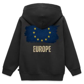 Grunge-Flagge von Europa, ich liebe Europa - Kinder Premium Organic Zip Hoodie - Schwarz - Hinten - AI Model Kid Male (0cm)