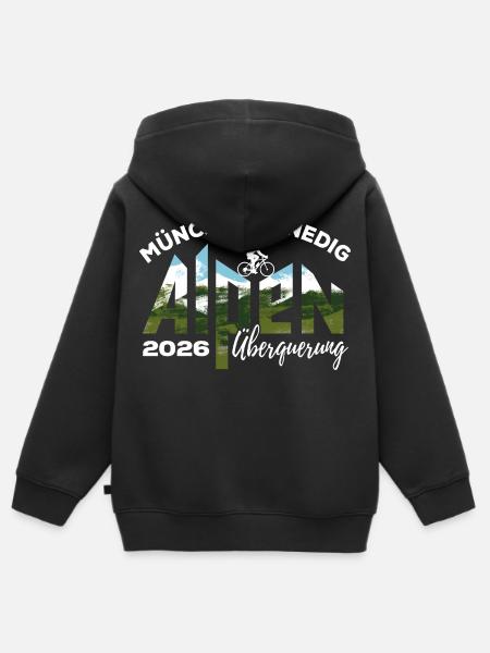 Alpenüberquerung 2026 München Venedig, Fahrrad - Kinder Premium Organic Zip Hoodie - Schwarz
