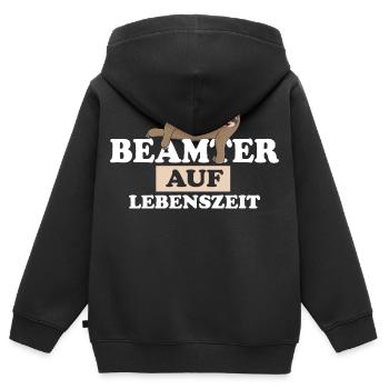 Fonctionnaire à vie - Sweat Premium à capuche zippé enfant bio - noir - Dos - AI Model Kid Male (0cm)
