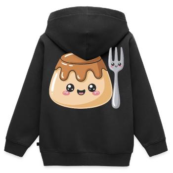Pudding with fork - Kids Premium Organic Zip-up Hoodie - black - Back - AI Model Kid Male (0cm)