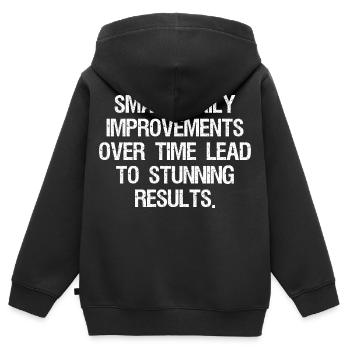 De petites améliorations quotidiennes au fil du temps conduisent à l’étourdissement - Sweat Premium à capuche zippé enfant bio - noir - Dos - AI Model Kid Male (0cm)