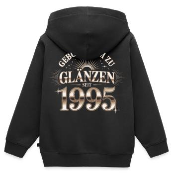 Né pour briller 1995 - Sweat Premium à capuche zippé enfant bio - noir - Dos - AI Model Kid Male (0cm)