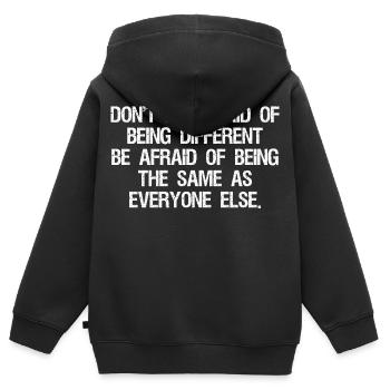 N’ayez pas peur d’être différent N’ayez pas peur de - Sweat Premium à capuche zippé enfant bio - noir - Dos - AI Model Kid Male (0cm)
