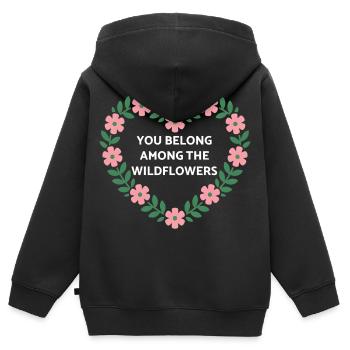 Wildflower Heart Message - Kids Premium Organic Zip-up Hoodie - black - Back - AI Model Kid Male (0cm)