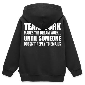 Travail d'équipe... sans réponse aux e-mails - Sweat Premium à capuche zippé enfant bio - noir - Dos - AI Model Kid Male (0cm)