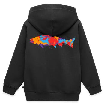 Forellen Angeln bunt Forellenangler Angler Forelle - Kinder Premium Organic Zip Hoodie - Schwarz - Hinten - AI Model Kid Male (0cm)