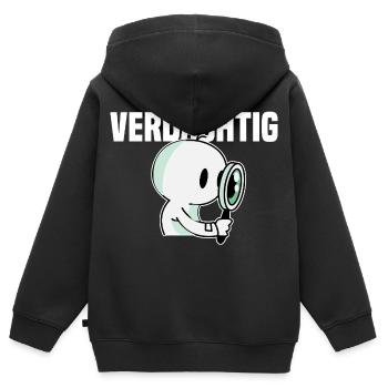 Détective - Sweat Premium à capuche zippé enfant bio - noir - Dos - AI Model Kid Male (0cm)