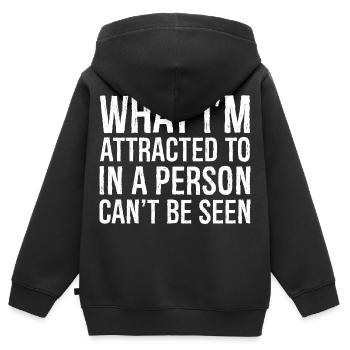 Was mich an einer Person anzieht, kann man nicht sehen - Kinder Premium Organic Zip Hoodie - Schwarz - Hinten - AI Model Kid Male (0cm)