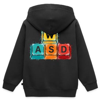 Boutons de jeu WASD - Sweat Premium à capuche zippé enfant bio - noir - Dos - AI Model Kid Male (0cm)