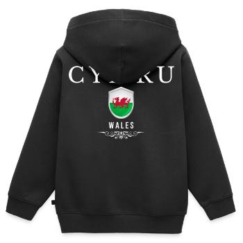 Walisischer Stolz, ich liebe Wales - Kinder Premium Organic Zip Hoodie - Schwarz - Hinten - AI Model Kid Male (0cm)