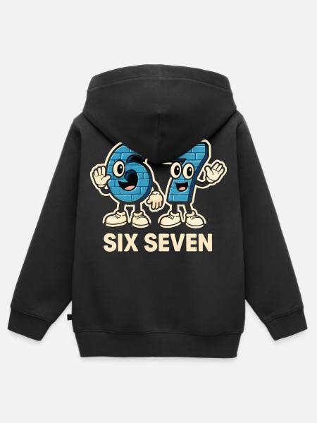 Sechs Sieben Meme Lustig 6 7 Geschenkidee - Premium børne zip-hættetrøje økologisk - sort