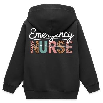 Emergency Nurse Leopard Print - Kinder Premium Organic Zip Hoodie - Schwarz - Hinten - AI Model Kid Male (0cm)