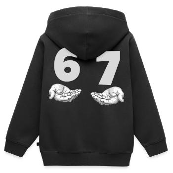 Lustiges 67 Meme Hände Gen Alpha Humor - Kinder Premium Organic Zip Hoodie - Schwarz - Hinten - AI Model Kid Male (0cm)