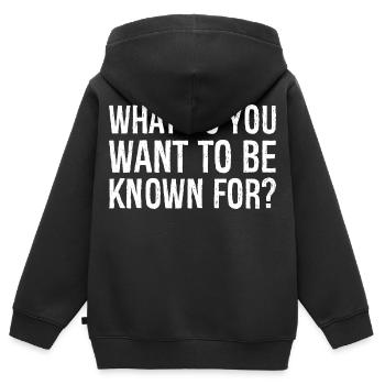 what do you want to be known - Kids Premium Organic Zip-up Hoodie - black - Back - AI Model Kid Male (0cm)