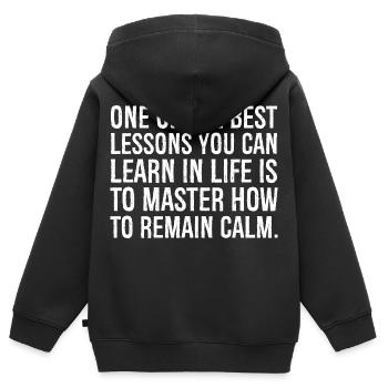 L’une des meilleures leçons que l’on puisse tirer dans la vie - Sweat Premium à capuche zippé enfant bio - noir - Dos - AI Model Kid Male (0cm)