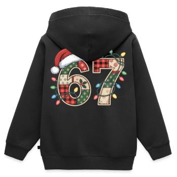 Lustige Xmas Zahl 67 mit Lichterkette - Kinder Premium Organic Zip Hoodie - Schwarz - Hinten - AI Model Kid Male (0cm)