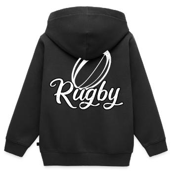 Rugby Stade Supporter Rugbyman Cadeau Rugby Sport - Sweat Premium à capuche zippé enfant bio - noir - Dos - AI Model Kid Male (0cm)
