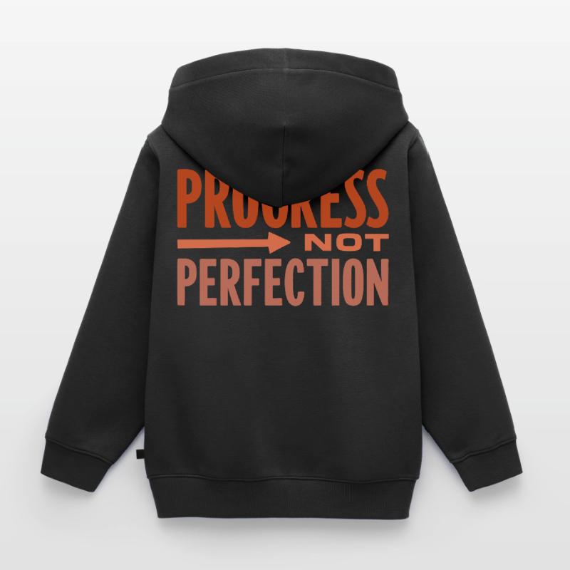 Le progrès, pas la perfection Le progrès compte Sweat Premium à capuche zippé enfant bio