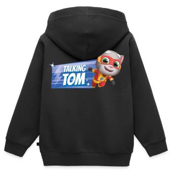 Talking Tom & Friends X Miraculous Superhéros Tom - Sweat Premium à capuche zippé enfant bio - noir - Dos - AI Model Kid Male (0cm)