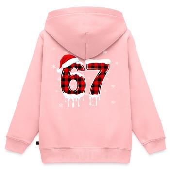 Six Seven 6 7 Meme Plaid Design with Santa Hat - Kids Premium Organic Zip-up Hoodie - rose - Back - AI Model Kid Female (0cm)