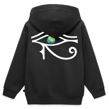 Ein weiterer Blick auf die Welt (weiß) - Kinder Premium Organic Zip Hoodie - Schwarz - Hinten - AI Model Kid Male (0cm)