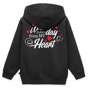 Ich liebe dich jeden Tag, mein Herz, ewige Liebe - Kinder Premium Organic Zip Hoodie - Schwarz - Hinten - AI Model Kid Male (0cm)