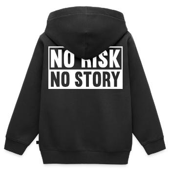No Risk No Story - Kinder Premium Organic Zip Hoodie - Schwarz - Hinten - AI Model Kid Male (0cm)