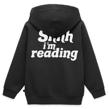 Sei still! Ich lese – Stille, ich lese – Bücher lesen - Kinder Premium Organic Zip Hoodie - Schwarz - Hinten - AI Model Kid Male (0cm)