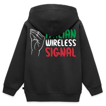 Italian Wireless Signal Italien Italiener WLAN - Kinder Premium Organic Zip Hoodie - Schwarz - Hinten - AI Model Kid Male (0cm)
