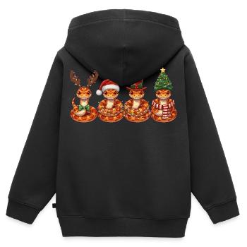 Lumières de Noël Serpent des Blés - Sweat Premium à capuche zippé enfant bio - noir - Dos - AI Model Kid Male (0cm)