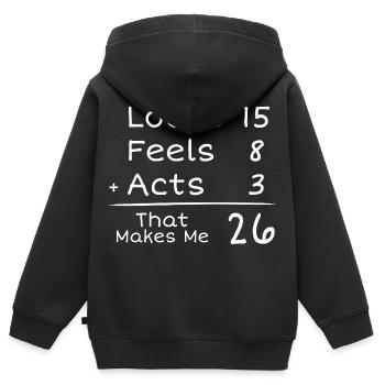 26-jähriges Jubiläum Humorvoll | 26. Jubiläum - Kinder Premium Organic Zip Hoodie - Schwarz - Hinten - AI Model Kid Male (0cm)