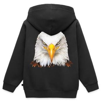 Weisskopfseeadler - Kinder Premium Organic Zip Hoodie - Schwarz - Hinten - AI Model Kid Male (0cm)