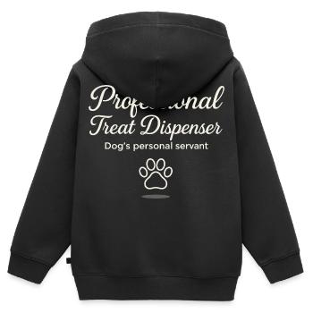 Serviteur professionnel pour chiens distributeur de friandises - Sweat Premium à capuche zippé enfant bio - noir - Dos - AI Model Kid Male (0cm)