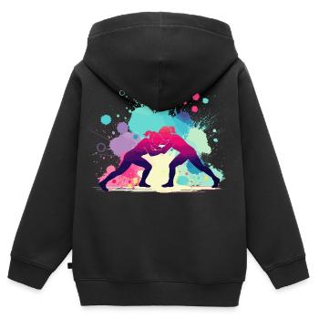 Lutte féminine, lutte féminine, lutte féminine - Sweat Premium à capuche zippé enfant bio - noir - Dos - AI Model Kid Male (0cm)