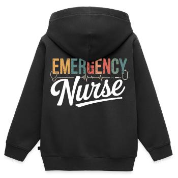 Emergency Nurse Emergency Design - Kids Premium Organic Zip-up Hoodie - black - Back - AI Model Kid Male (0cm)