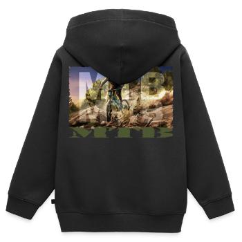 MTB - Kinder Premium Organic Zip Hoodie - Schwarz - Hinten - AI Model Kid Male (0cm)